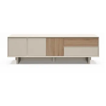 Comoda TV bej/in culoare naturala cu aspect de lemn de stejar 180x55x45 cm Carpi - Marckeric imagine