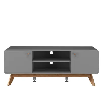 Comoda TV gri 140x53 cm Caitlin - Storaa imagine