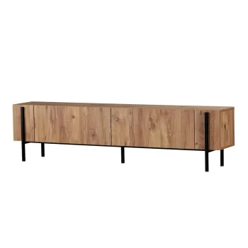 Comoda TV in culoare naturala cu aspect de lemn de pin 180x45x30 cm Nexus - Kalune Design imagine