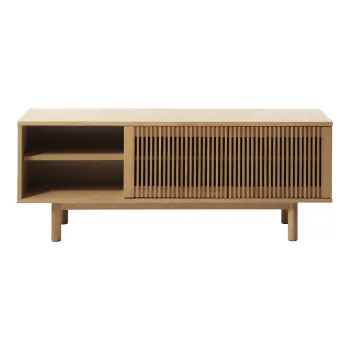 Comoda TV in culoare naturala cu aspect de lemn de stejar 143x55 cm Tiber - Unique Furniture imagine