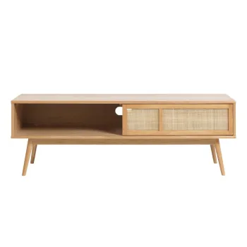 Comoda TV in culoare naturala cu aspect de lemn de stejar 150x50 cm Barrali - Unique Furniture imagine