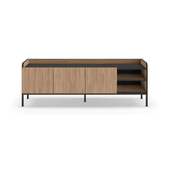 Comoda TV in culoare naturala cu aspect de lemn de stejar 160x55x42 cm Adara - Marckeric imagine