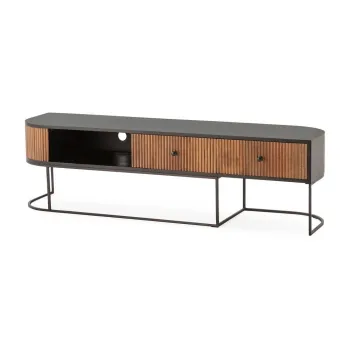 Comoda TV in culoare naturala din lemn de mango 160x45x40 cm Curve - MOME imagine