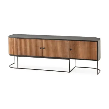 Comoda TV in culoare naturala din lemn de mango 160x55x40 cm Curve - MOME imagine