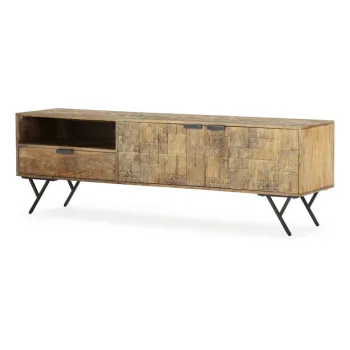 Comoda TV in culoare naturala din lemn de mango 175x55x40 cm Priya - MOME imagine