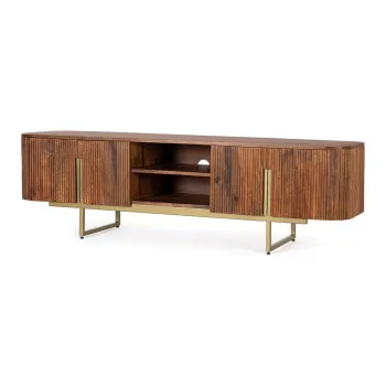Comoda TV in culoare naturala din lemn de mango 180x45x40 cm Vilas - Bizzotto imagine
