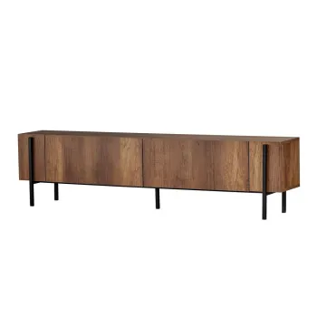 Comoda TV in culoare naturala inchisa cu aspect de lemn de nuc 180x45x30 cm Nexus - Kalune Design imagine