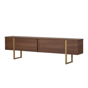 Comoda TV in culoare naturala inchisa cu aspect de lemn de nuc 180x50x30 cm Onera - Kalune Design imagine