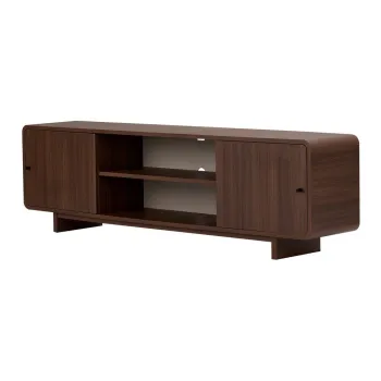 Comoda TV in culoare naturala inchisa cu aspect de lemn de nuc 180x52x34 cm Mirel - Nordure imagine
