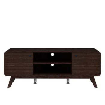 Comoda TV maro cu aspect de lemn de nuc 140x53 cm Caitlin - Storaa imagine