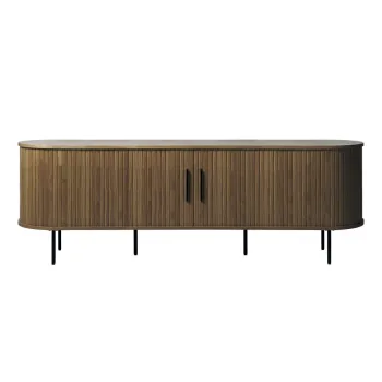 Comoda TV maro cu aspect de lemn de stejar 180x56x45 cm Nola - Unique Furniture imagine