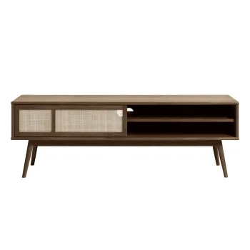 Comoda TV maro inchis cu aspect de lemn de stejar 150x50 cm Barrali - Unique Furniture imagine
