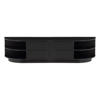 Comoda TV modulara neagra din lemn masiv de pin 156x40 cm Finca - WOOOD imagine