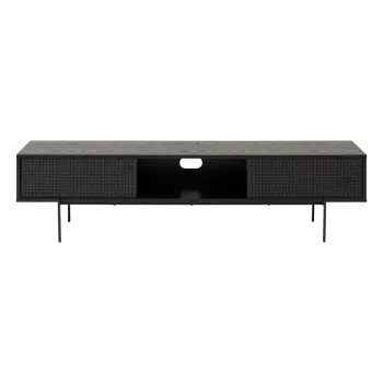Comoda TV neagra cu aspect de lemn de frasin 180x44,5 cm Angus - Actona imagine