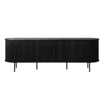 Comoda TV neagra cu aspect de lemn de stejar 56x180 cm Nola - Unique Furniture imagine