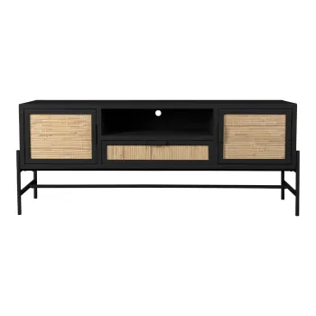 Comoda TV neagra din lemn de brad 148x60x38 cm Yasu - Dutchbone imagine