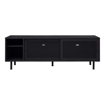 Comoda TV neagra din metal 160x55x45 cm Veep - Unique Furniture imagine