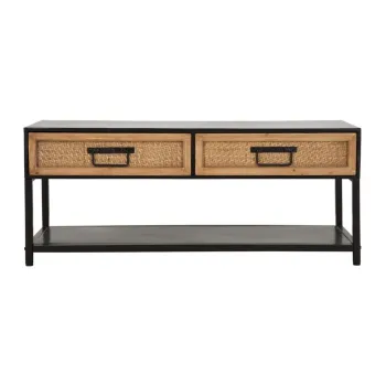 Comoda TV neagra/in culoare naturala din metal 95x38x38 cm Hanoi - Mauro Ferretti imagine