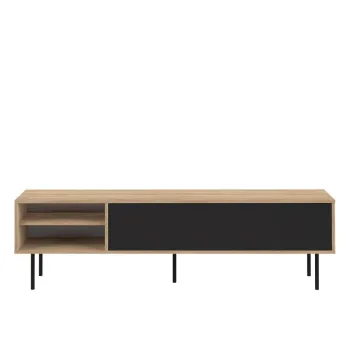 Comoda TV negru-natural cu aspect de lemn de stejar 165x40 cm Ampere - TemaHome imagine