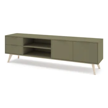 Comoda TV verde cu aspect mat 180x53x40 cm Campus - Marckeric imagine