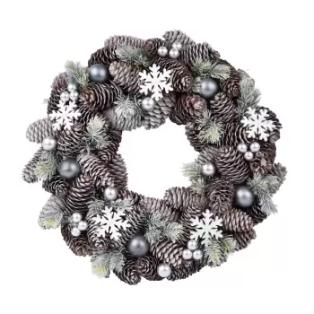 Coronita naturala argintie de Craciun Ego Dekor Pine, o 33 cm imagine