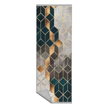 Covor alb-in culoarea petrolului lavabil de tip traversa 80x200 cm - Mila Home imagine