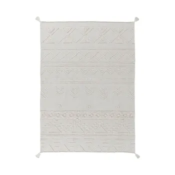 Covor alb lavabil/tesut manual din bumbac 140x200 cm Tribu Natural - Lorena Canals imagine