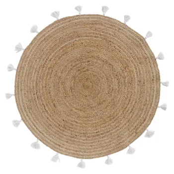 Covor alb-natural rotund o 120 cm Shira - douceur d'interieur imagine