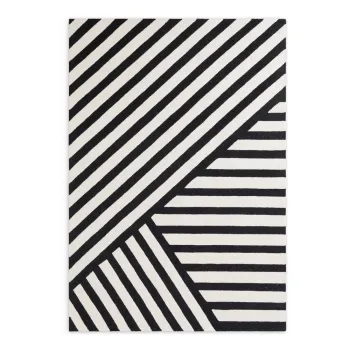 Covor alb-negru tesut manual din lana 120x180 cm Stryve Noir - Elle Decoration imagine