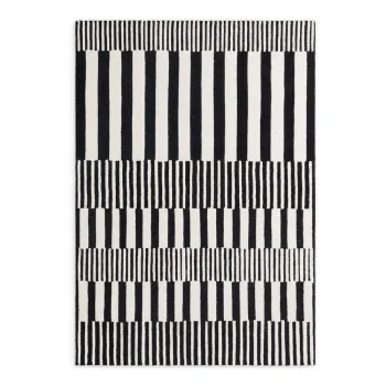 Covor alb-negru tesut manual din lana 160x230 cm Stryve Pulse - Elle Decoration imagine