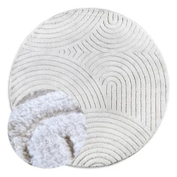 Covor alb rotund o 160 cm Panglao New York White - Elle Decoration imagine