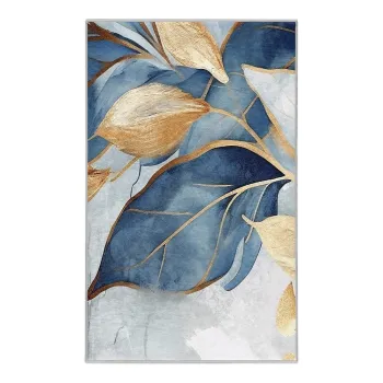 Covor albastru/auriu lavabil 120x180 cm Golden Leaves - Mila Home imagine