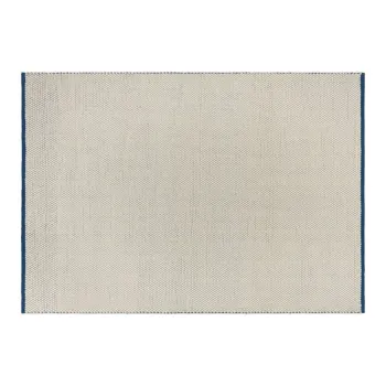 Covor albastru/bej tesut manual din lana 140x200 cm Lenu - noo.ma imagine