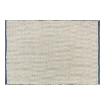 Covor albastru/bej tesut manual din lana 170x240 cm Lenu - noo.ma imagine