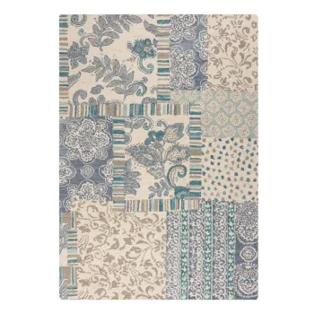 Covor albastru-bej tesut manual din lana 200x290 cm Eloise Patchwork - Flair Rugs imagine