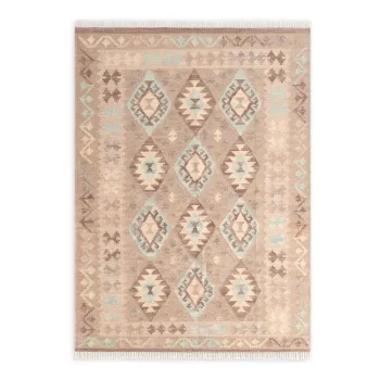 Covor albastru deschis-bej reversibil, tesut manual din lana 200x290 cm Kamal Dune - Nouristan imagine