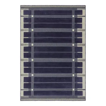 Covor albastru inchis/bej tesut manual din lana 160x230 cm - Asiatic Carpets imagine