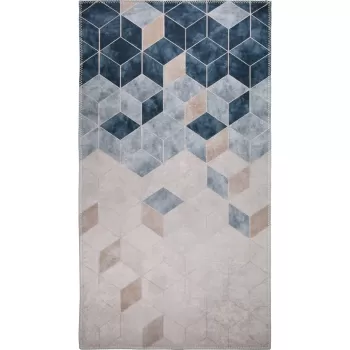 Covor albastru inchis/crem lavabil 80x50 cm - Vitaus imagine