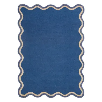 Covor albastru inchis tesut manual din amestesc de lana 200x290 cm Rivo Wool - Flair Rugs imagine