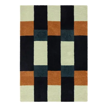 Covor albastru inchis tesut manual din fibre reciclate 160x230 cm Franka - MADE imagine