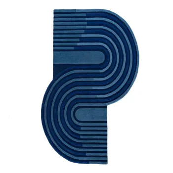 Covor albastru inchis tesut manual din lana 150x240 cm Conway Retro - Flair Rugs imagine