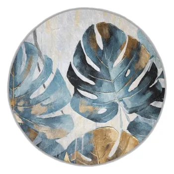 Covor albastru lavabil rotund o 80 cm Golden Leaves - Mila Home imagine