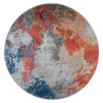 Covor albastru/portocaliu lavabil rotund o 80 cm - Vitaus imagine