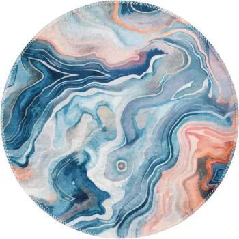 Covor albastru-roz lavabil rotund o 100 cm Colors of Joy - Vitaus imagine