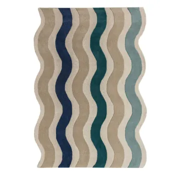 Covor albastru tesut manual din lana 140x200 cm Cascade Wool - Flair Rugs imagine