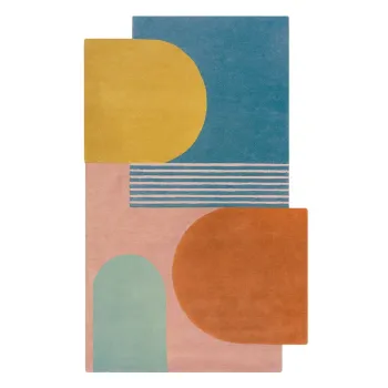 Covor albastru tesut manual din lana 150x240 cm Lozenge Bright Multi - Flair Rugs imagine