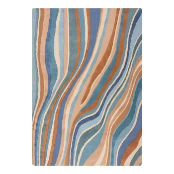 Covor albastru tesut manual din lana 160x230 cm Abstract Flow - Flair Rugs imagine