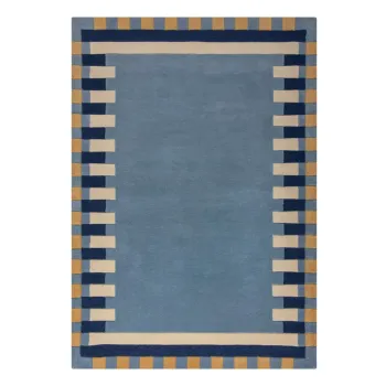 Covor albastru tesut manual din lana 200x290 cm Kai Wool Border - Flair Rugs imagine