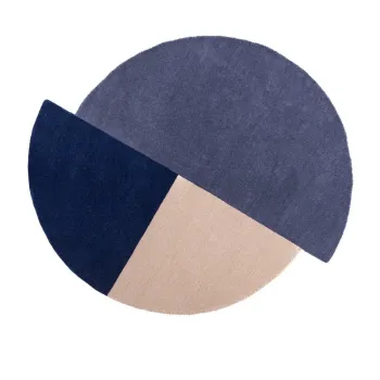 Covor albastru tesut manual, rotund, din lana o 150 cm Mia Segment - Flair Rugs imagine