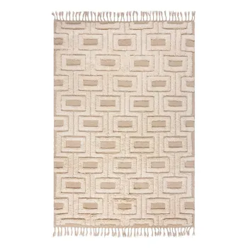Covor bej-crem tesut manual din lana 200x290 cm Greek Key - Flair Rugs imagine
